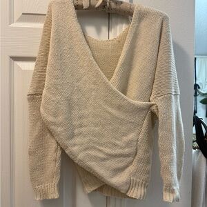 Elegant Cream Wrap Women's Sweater